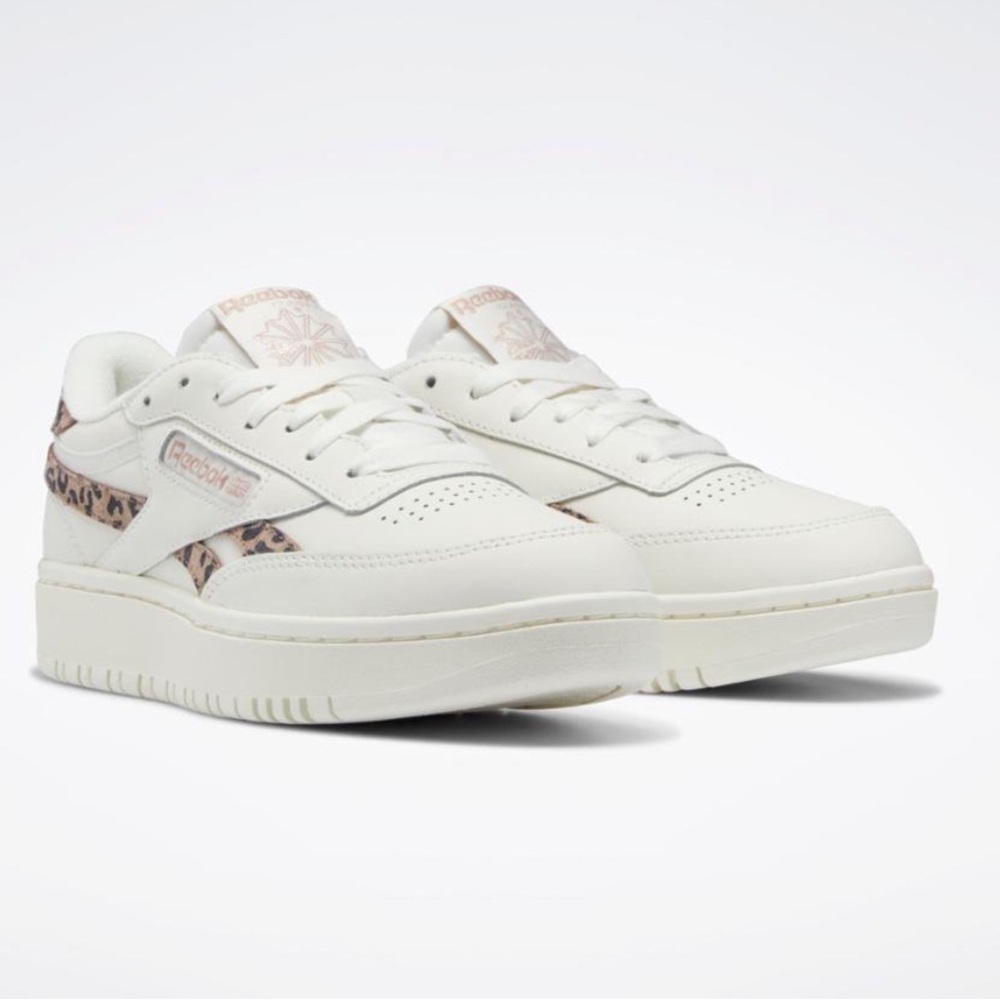 Reebok Double C Club Cheetah Print Tennis Shoes Womens Athleisure Athletic wear